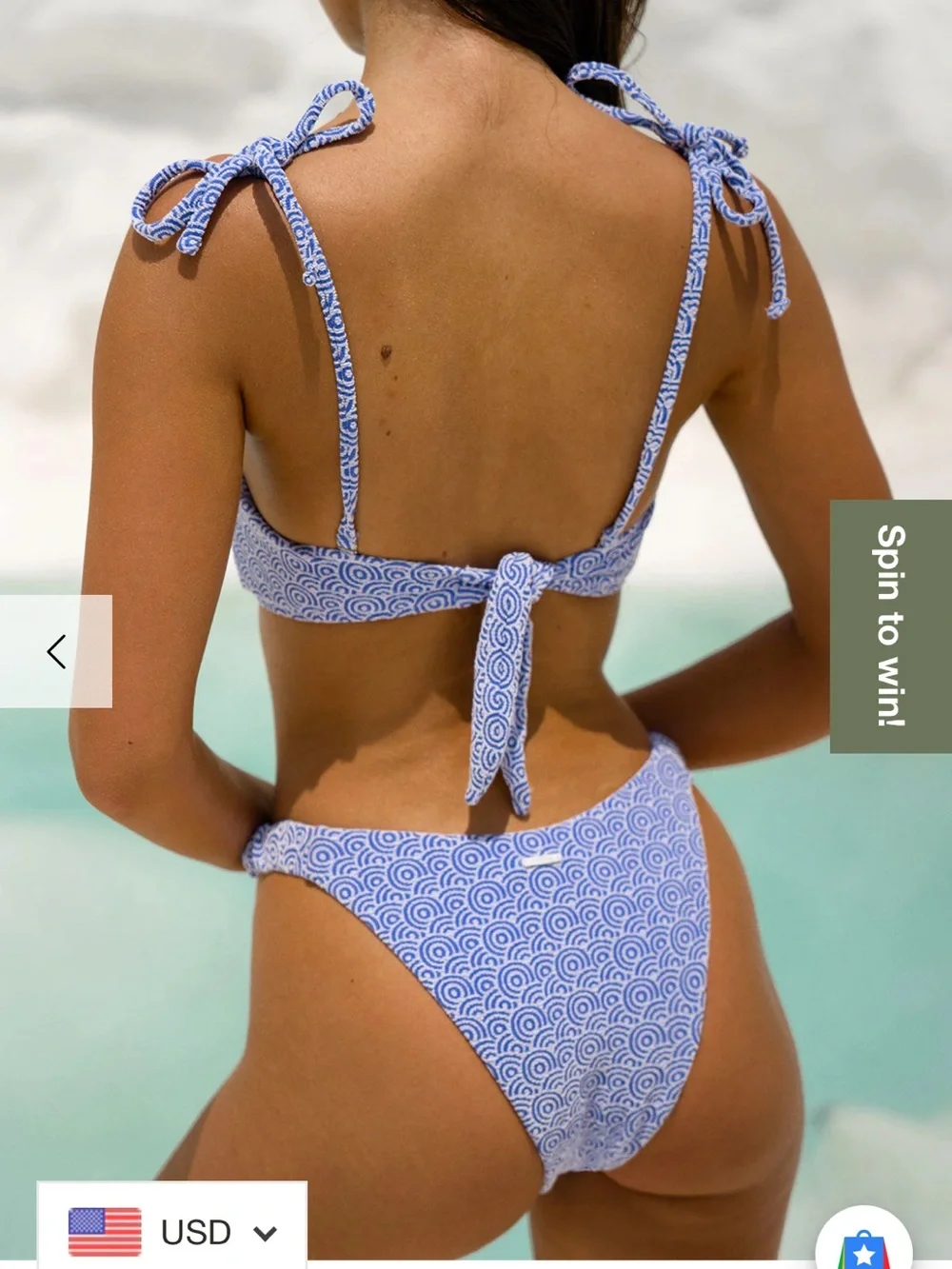 Blue bikini set, bandeau top, Size M - Picture 2 of 5